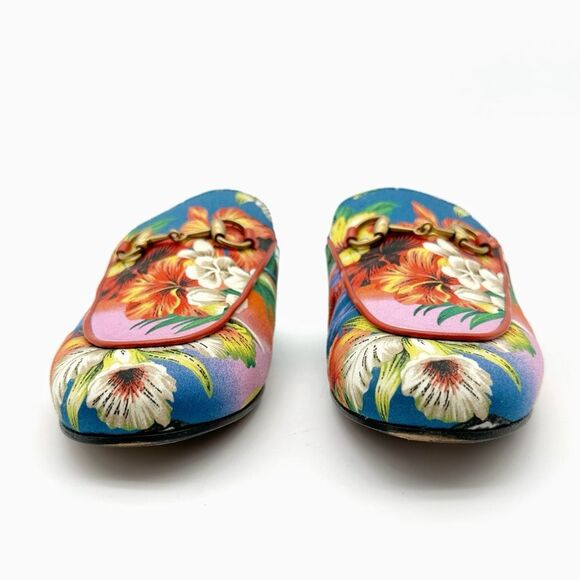 GUCCI Princetown Hawaiian Floral Mule Size 36.5 Horsebit Slip On Loafer - Picture 7 of 15